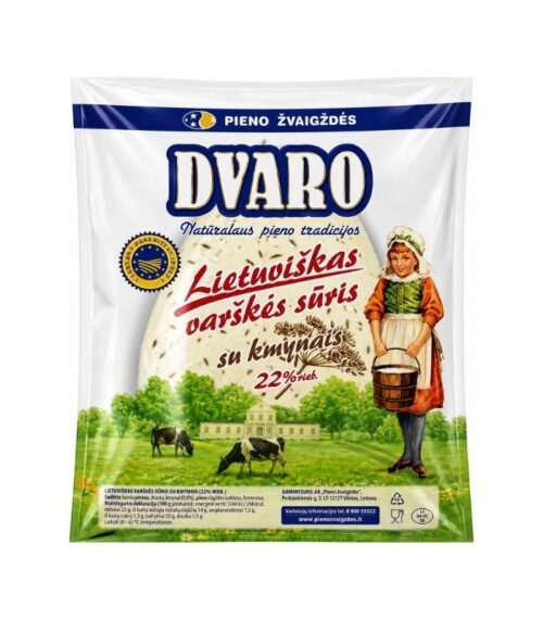 Dvaro-Curd-Cheese-with-Caraways-22-fat-kg-300gN1 Dvaro - Curd Cheese with Caraways 22% fat kg (~300g)