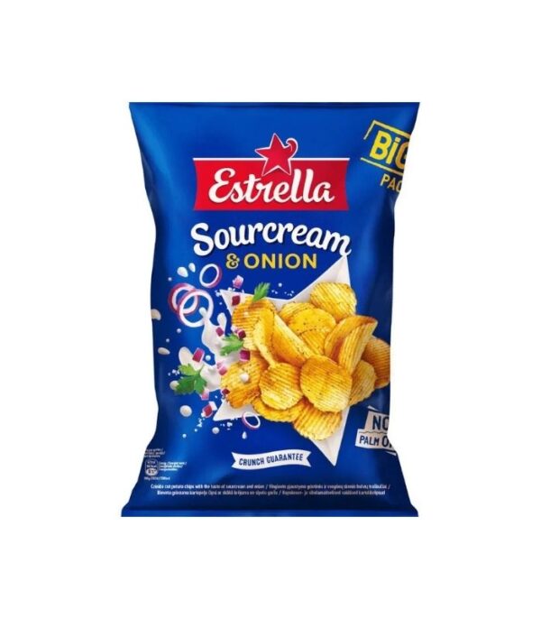 Estrella - Sour Cream & Onion Flavour Crisps 180g Estrella - Sour Cream & Onion Flavour Crisps 180g